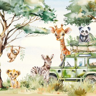 Jungle fotobehang Jeep Safari