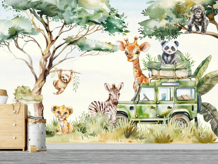 Jungle fotobehang Jeep Safari