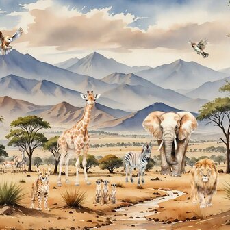 Safari fotobehang Savanne Panorama