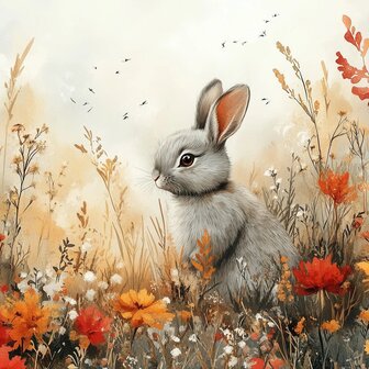 Autumn Meadow Bunny fotobehang 