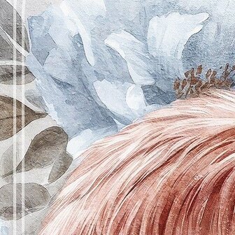 Fotobehang Flamingo met Bloemen - detail