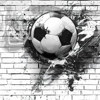 Zwart-Wit Voetbal fotobehang Graffiti Muur