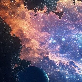 Astronaut fotobehang in de Ruimte met Planeten - detail