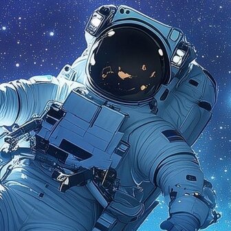 Astronaut fotobehang in de Ruimte met Planeten - detail