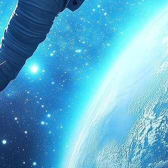 Astronaut fotobehang in de Ruimte met Planeten - detail