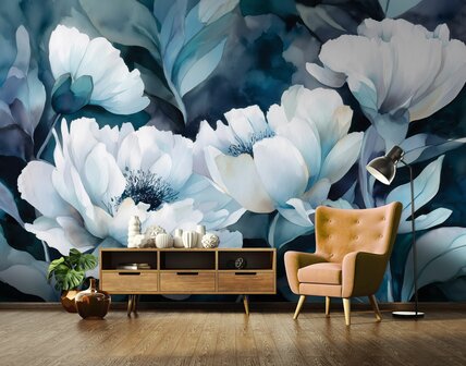 Midnight Bloom bloemen fotobehang