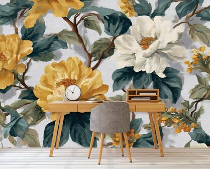 Gele bloemen fotobehang Golden Blossom