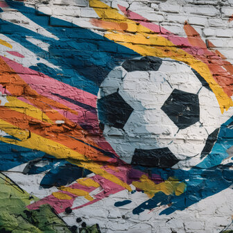 Voetbal Graffiti Fotobehang Kleurrijke Strepen