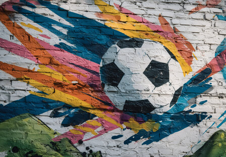 Voetbal Graffiti Fotobehang Kleurrijke Strepen