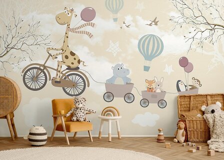 Dierenavontuur met Luchtballonnen fotobehang