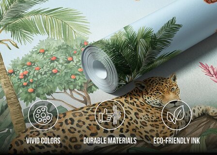 Jungle Dieren onder Palmen fotobehang