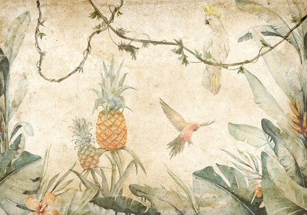 Tropisch botanisch fotobehang met vogels