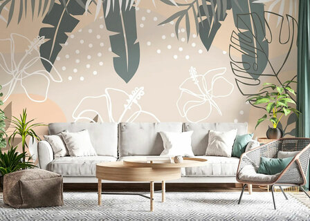 Tropical Lines &ndash; Botanisch &amp; Abstract fotobehang