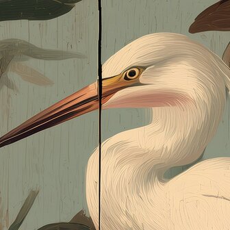 Reiger tussen Bloemen &ndash; Vintage Fotobehang