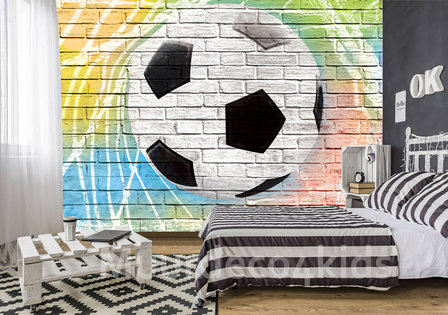 Voetbal fotobehang Gekleurde muur