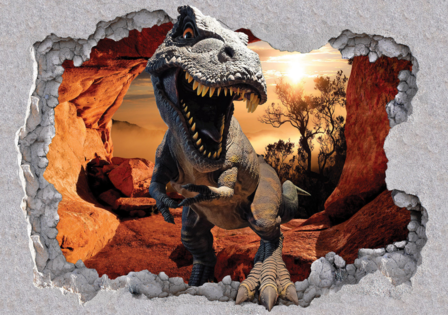 Dinosaurus in grot 3D fotobehang