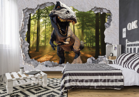 Dinosaurus T-Rex fotobehang 3D Bos