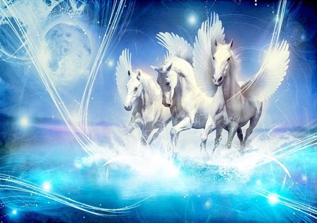 Paarden fotobehang XL Pegasus blauw