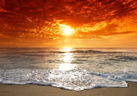 Strand fotobehang zonsondergang