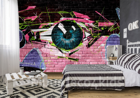 graffiti behang oog