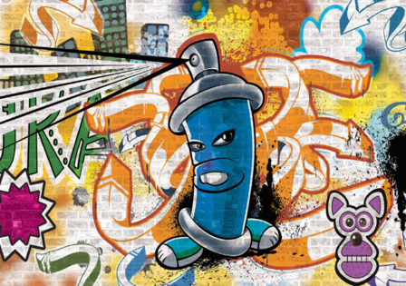 Graffiti behang Blauwe spuitbus