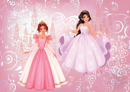 Prinsessen behang roze