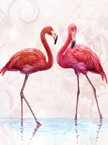 Flamingo behang zachtroze