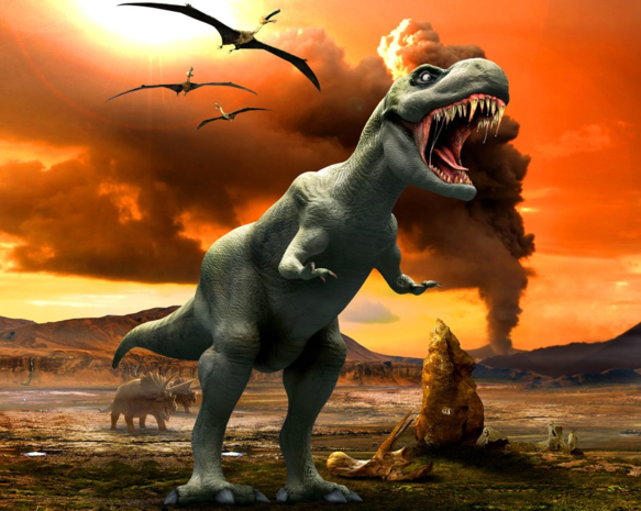 Dinosaurus vlies behang T-Rex XL