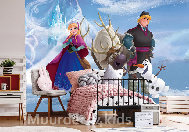 Frozen behang Anna Kristoff en Olaf