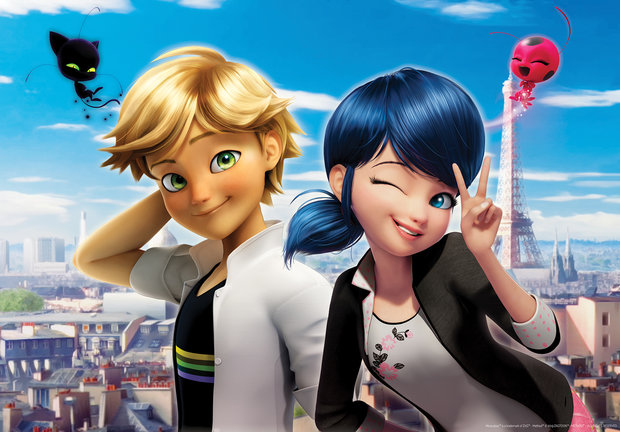 Miraculous behang Marinette en Adrien