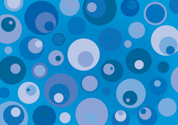 Retro behang Cirkels Blauw
