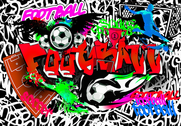 Voetbal Graffiti fotobehang ROOD