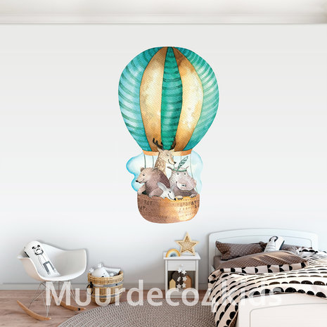 Luchtballon met dieren muursticker XXL