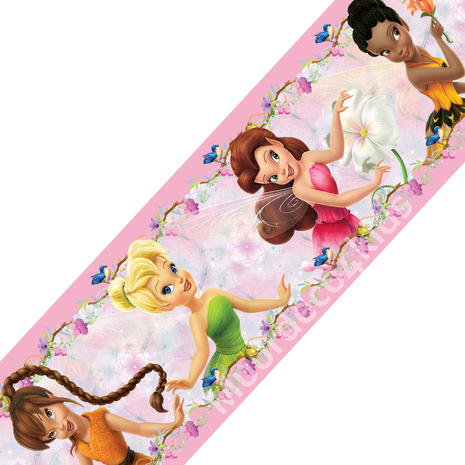 Disney Fairies behangrand Roze 