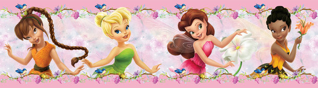Disney Fairies behangrand Roze 