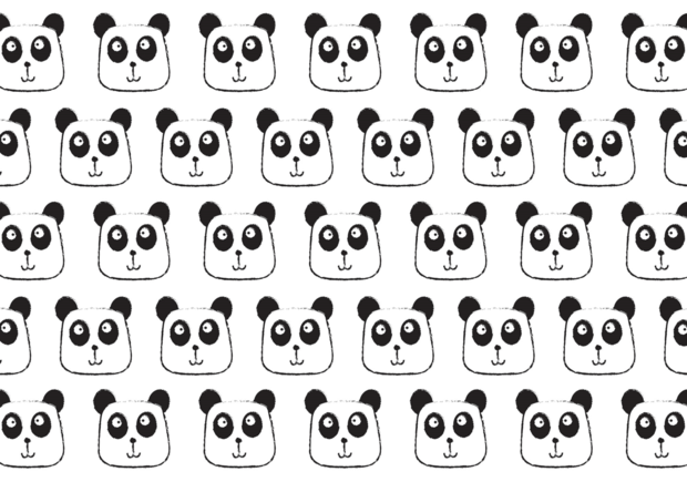 Getekende Panda's vlies behang