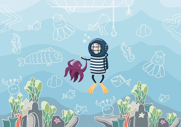 Onderwater behang kinderkamer