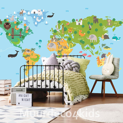 Kinderkamer Wereldkaart behang