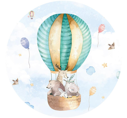 Behangcirkel Luchtballon met dieren