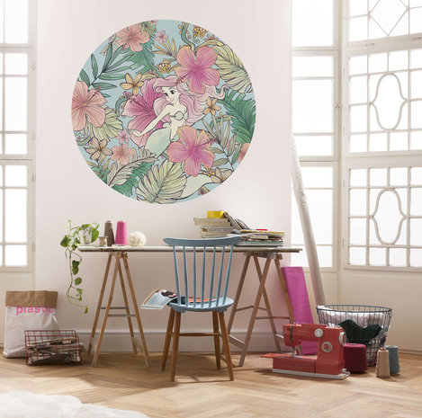 Rond behang Ariel Ocean Flowers