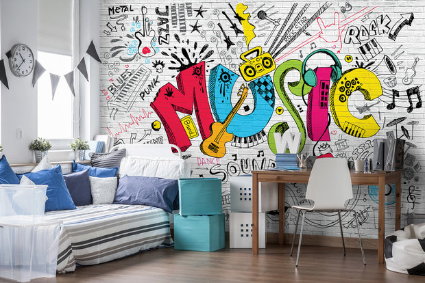 Graffiti behang kinderkamer