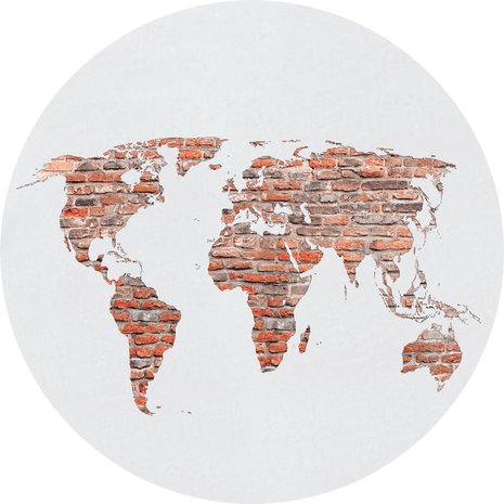 Muurcirkel Wereldkaart Brick