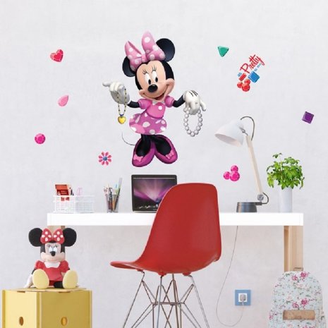 Crack pot onthouden segment Minnie Mouse muursticker Roze XL | Muurdeco4kids
