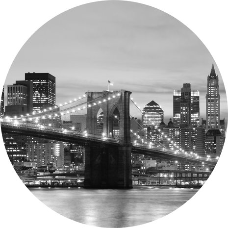 Behangcirkel Brooklyn Bridge zwart wit