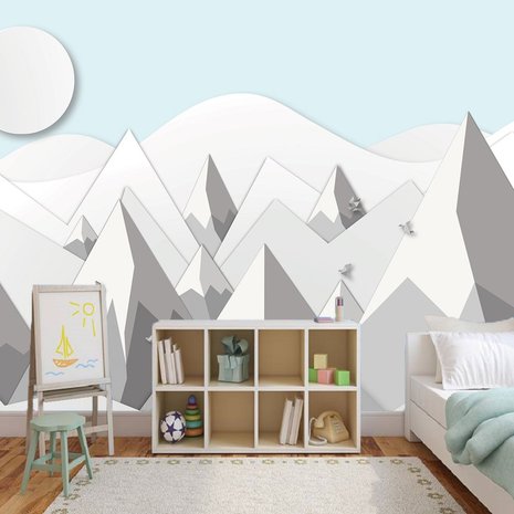 Kinderkamer behang bergen 3D