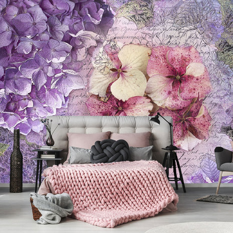 Bloemen behang Hortensia Memoires