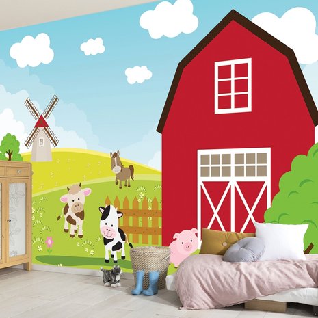 Boerderij behang kinderkamer