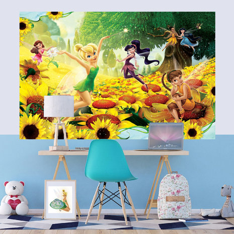 Disney Fairies behang Tinkerbell Zonnebloemen