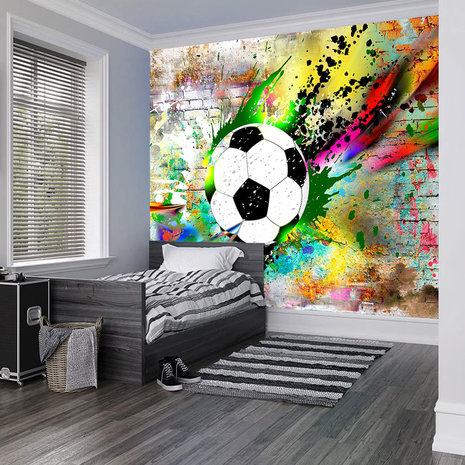 Graffiti behang Voetbal op muur