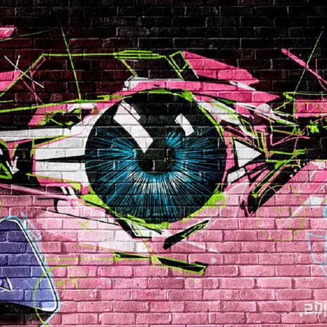Graffiti behang met oog
